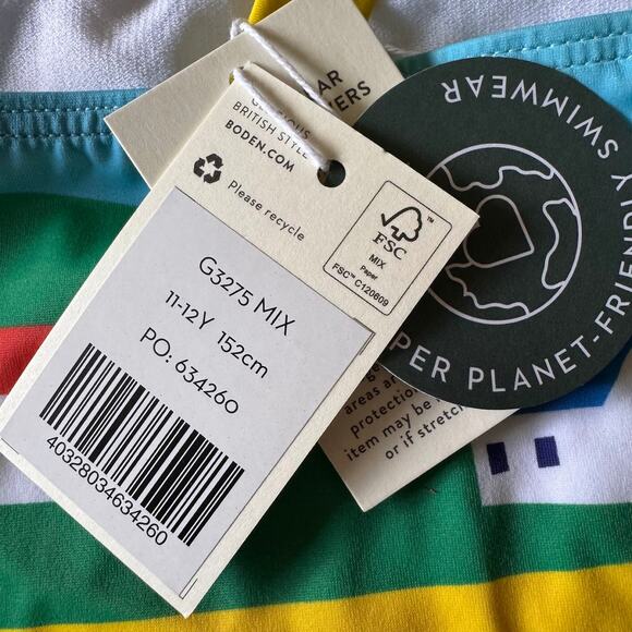 Boden One Piece Girl's Bathing Suit Coastal Scene Beach Swim 11-12 Years New - Picture 6 of 7